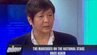 Sen Bongbong Marcos on ANCs THE RUNDOWN June 28 2010 Part 1 of 3 [upl. by Rucker780]