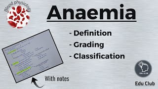 Anemia  Definition  Classification  Grading  Anaemia  Blood Physiology [upl. by Barnes]