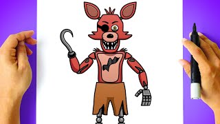 How to DRAW FOXY  Five Nights at Freddys   How to DRAW FNAF Characters  step by step [upl. by Kong850]