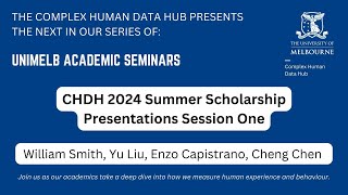 CHDH Undergraduate Summer Scholarship Presentations Session One [upl. by Edwin]