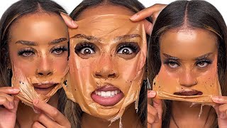 PEELING OFF A FULL FACE OF MAKEUP 😳 [upl. by Corby]