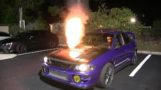 Boostaholics GC8 hood dump spits MASSIVE flames Bonus how to setup crackle  burble tune [upl. by Lauraine]