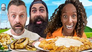 Brits Try MASSIVE Chicken Fried Steak Challenge At Kendalls In Oklahoma [upl. by Cigam]