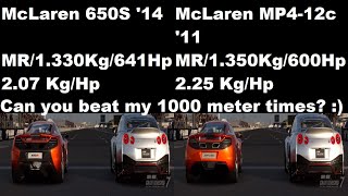 GT 7 drag race McLaren 650S 14 vs McLaren MP4 12c 11 [upl. by Lietman]