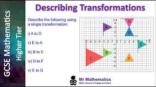 Describing Transformations  GCSE Maths  Mr Mathematics [upl. by Camfort867]