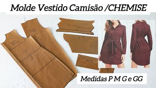 COMO FAZER MOLDE VESTIDO CHEMISE VESTIDO CAMISÃO [upl. by Agn]