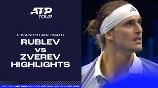 2024 Nitto ATP Finals Andrey Rublev vs Alexander Zverev Highlights [upl. by Eicnan126]