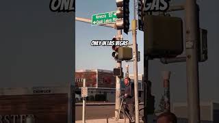 Guy riding down Las Vegas strip with cups stacked on head [upl. by Drhacir158]