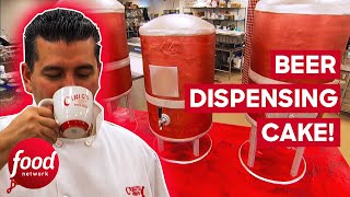 Buddy Is Challenged To Make A Beer Dispensing Cake  Cake Boss [upl. by Erotavlas]