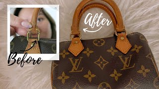 CRACKED LOUIS VUITTON VACHETTA HANDLE I try to fix it [upl. by Emera]