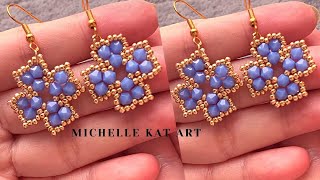 Beaded earrings tutorial easy how to make earrings with bicone 4mm step by step easy diy [upl. by Argela]