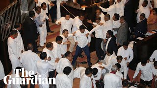 Sri Lanka MPs fight in parliament as political turmoil continues [upl. by Hayidah]