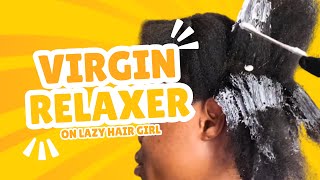 Zero Burn Relaxer treatment  No lye ORS relaxer on a lazy hair girl 🤣😂 [upl. by Ahsyak]