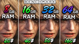 How much RAM do you need in 2023 8 GB vs 16GB vs 32 GB vs 64GB  Test in 10 Games  1440p [upl. by Yelyk887]