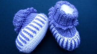 How to Sew Stockinette Stitches Baby booties [upl. by Mert955]