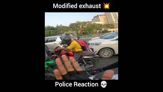 Modified exhaust on police reaction 😱 bikerboydipu shorts [upl. by Luce]