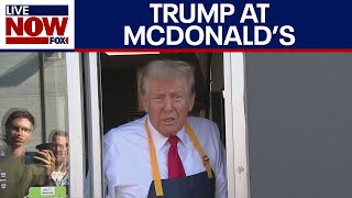 WATCH Trump mans the fries at McDonalds  LiveNOW from FOX [upl. by Dorkas934]