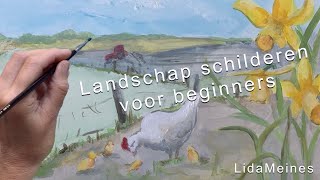 stap voor stap landschap schilderen voor beginners schilderworkshopsamersfoort [upl. by Antonella]