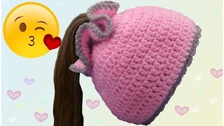 Gorro Coletero Tejido a Crochet para niñas 👧 [upl. by Ikceb]