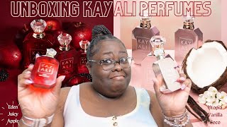 Unboxing Kayali Perfumes Eden Juicy Apple Utopia Vanilla Coco [upl. by Hollenbeck545]