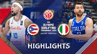 Jose Alvarado inspired Puerto Rico remain perfect vs Italy  Highlights  FIBA OQT 2024 Puerto Rico [upl. by Florenza]