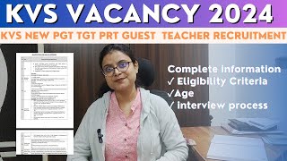 KVS NEW PGT TGT PRT GUEST TEACHER RECRUITMENT 2024  KVS VACANCY  KVS GUEST TEACHERS VACANCY 2024 [upl. by Seaver54]