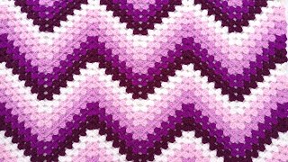 Como tejer la muestra de colores N° 68 a crochet en punto zig zag para colchas y mantas paso a paso [upl. by Ael61]