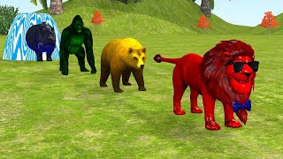 Long Slide Game With Elephant Gorilla Buffalo Hippopotamus Tiger  3d Animal Game  Funny 3d Animals [upl. by Vernier558]