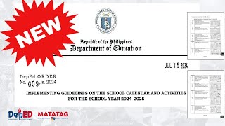 Deped School CALENDAR and Activities 20242025 latest Guidelines [upl. by Noreg]