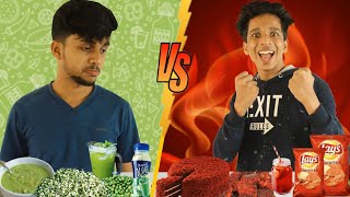 RED vs GREEN Food Eating Challenge for 24 Hours Crazy [upl. by Leinod487]