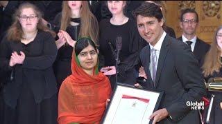 Malala Yousafzai receives honorary Canadian citizenship [upl. by Ecylahs]