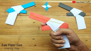 How to Make Paper Toy Gun That Go Very Fast  DIY New Model Rubber Band Gun  Easy Paper Toy Ideas [upl. by Uba]