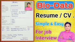 Biodata format  How to write biodataResume  Biodata kaise banaye  rktutorno1 [upl. by Pessa668]