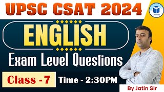 UPSC CSAT 2024  English  Exam Level Questions  Class 7  Civilstap [upl. by Tomas]