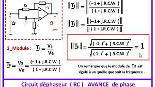 Circuit déphaseur AVANCE DE PHASE [upl. by Anieral]