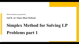 Simplex Method part 1 شرح [upl. by Ambros]