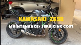 Kawasaki Z650 2024 BS6 servicing  maintenance cost with invoices Vlog [upl. by Namrej]