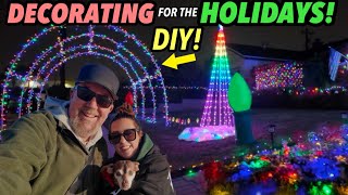 HOME VLOG Buying our Christmas Tree  Sunday Dinner Together and DECORATING OUR HOUSE WITH LIGHTS [upl. by Furtek599]