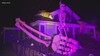 Olmsted Falls Halloween house Man wins Halloween with epic skeletonthemed decorations [upl. by Llednahs391]