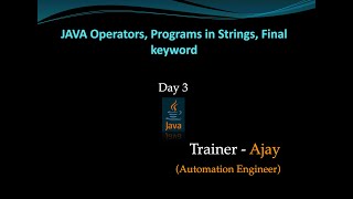 Day 3  Beginners  JAVA Operators with programming examples [upl. by Ais]