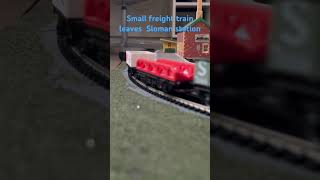 Small BR train leaves station with cargo hornbyrailways train modelrailway modeltrains [upl. by Behka]