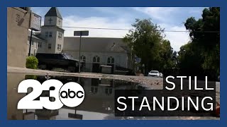 Modesto church hit by lightning still standing [upl. by Kcirttap493]