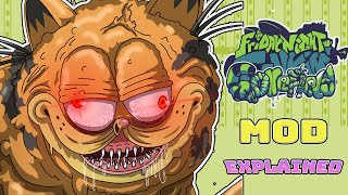 Gorefield V2 Mod Explained in fnf Garfield Creepypasta [upl. by Ecirpac]