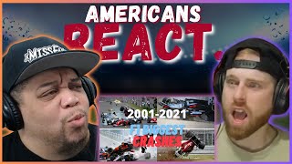 AMERICAN REACTS TO THE BIGGEST F1 CRASHES 20002021  REAL FANS SPORTS [upl. by Michelsen]