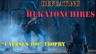 Assassins Creed Odyssey  Hekatonchires Boss Fight 1 Versus 100 Trophy [upl. by Eiresed]