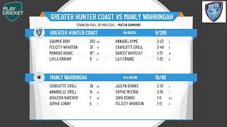 NSW Premier Cricket  Brewer Shield U18  GRAND FINAL  Greater Hunter Coast v Manly Warringah [upl. by Brooke]