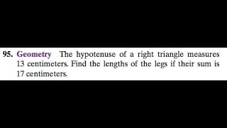 The hypotenuse of a right triangle measures 13 centimeters [upl. by Nahsor]