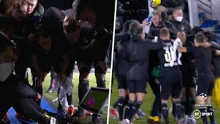 Incredible scenes as Gladbach watch themselves qualify for Champions League last 16on a tablet [upl. by Sami]