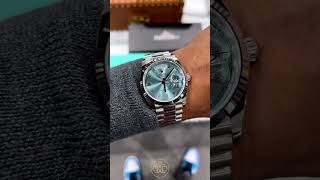 Rolex DayDate 40 Platinum  Fluted Bezel  Ice Blue Roman Dial President Bracelet 228236 [upl. by Lajet244]