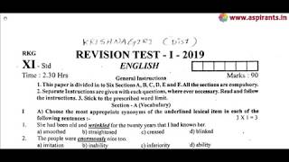 11th English First Revision 2019  Question Paper Krishnagiri District  Team Aspirants [upl. by Donoghue]